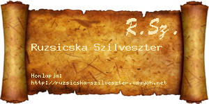 Ruzsicska Szilveszter névjegykártya